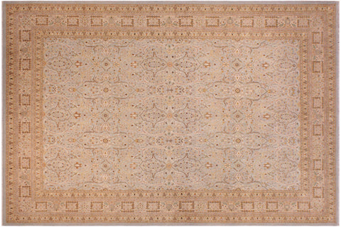 handmade Traditional Design Lt. Blue Ivory Hand Knotted RECTANGLE 100% WOOL area rug 9' x 12'