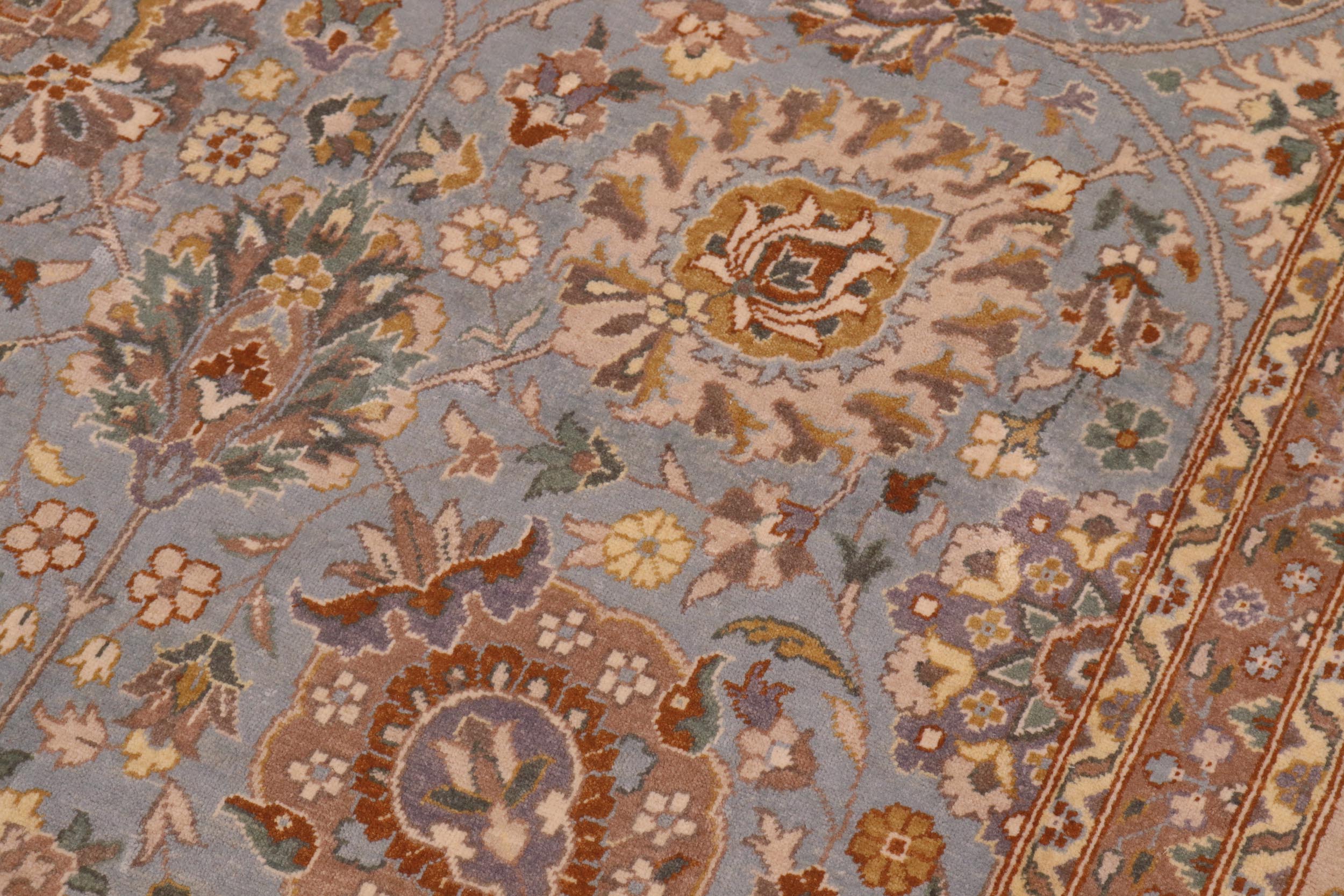 handmade Traditional Veg Dye Lt. Blue Beige Hand Knotted RECTANGLE 100% WOOL area rug 9' x 12'
