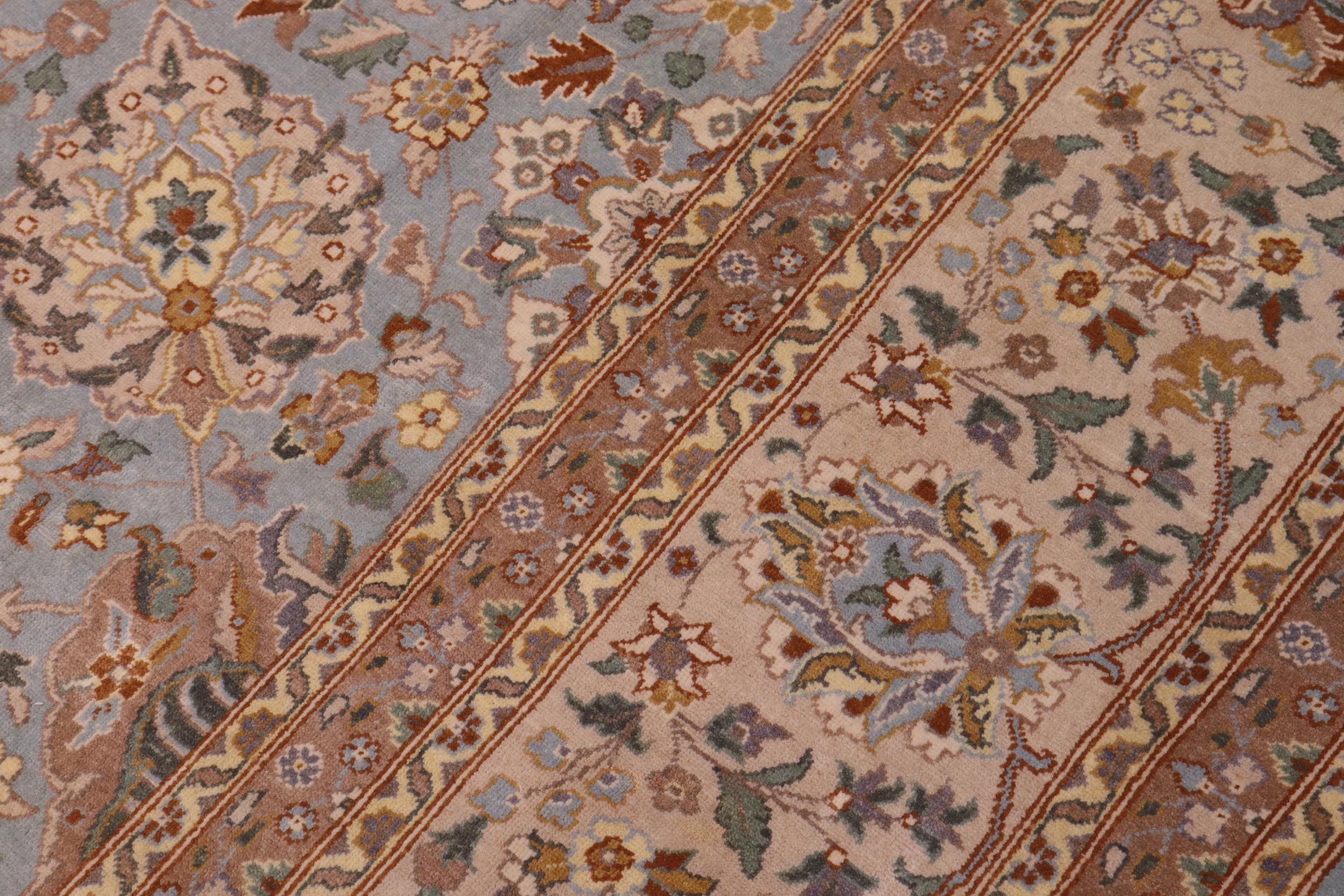 handmade Traditional Veg Dye Lt. Blue Beige Hand Knotted RECTANGLE 100% WOOL area rug 9' x 12'