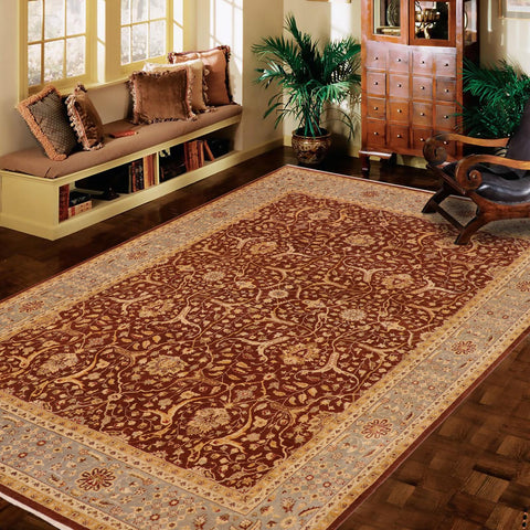 handmade Transitional Kafkaz Brown Gray Hand Knotted RECTANGLE 100% WOOL area rug 9x12