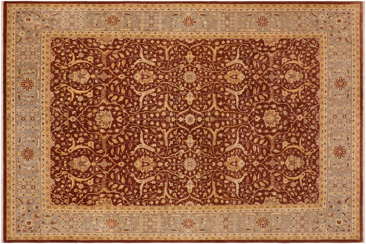 handmade Transitional Kafkaz Brown Gray Hand Knotted RECTANGLE 100% WOOL area rug 9x12