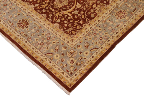 handmade Transitional Kafkaz Brown Gray Hand Knotted RECTANGLE 100% WOOL area rug 9x12