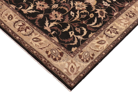 handmade Traditional Kafkaz Black Gray Hand Knotted RECTANGLE 100% WOOL area rug 9x12