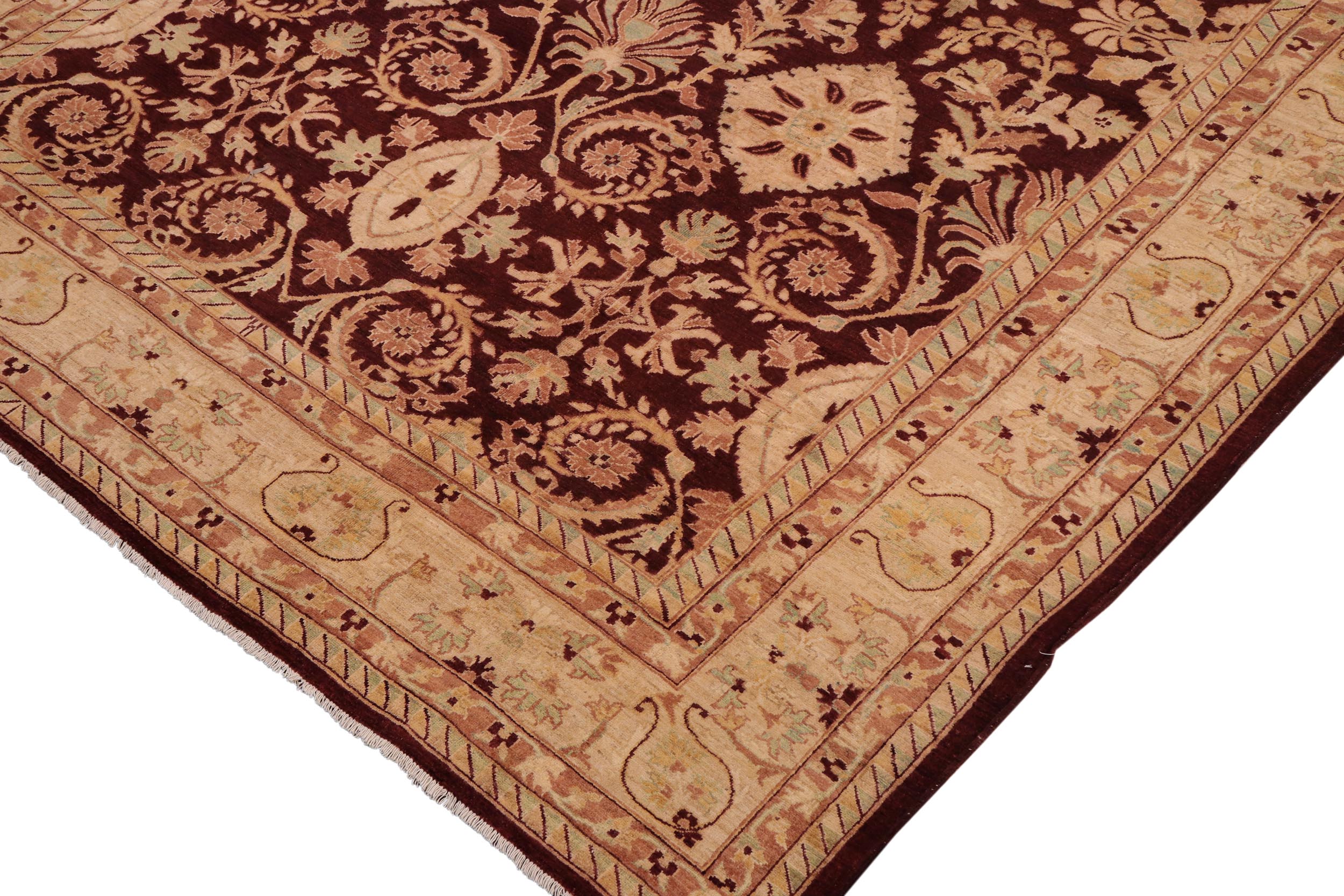 handmade Transitional Kafkaz Drk. Red Beige Hand Knotted RECTANGLE 100% WOOL area rug 9' x 13'