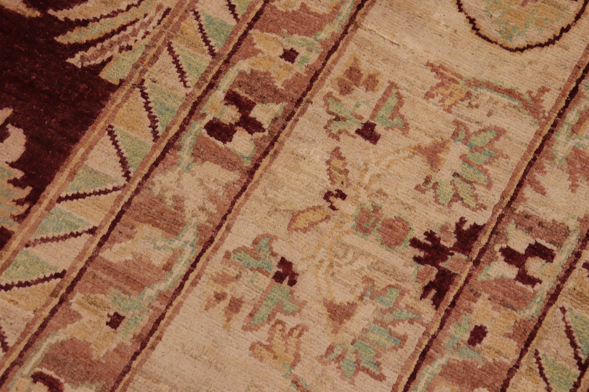 handmade Transitional Kafkaz Drk. Red Beige Hand Knotted RECTANGLE 100% WOOL area rug 9' x 13'
