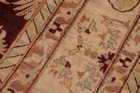 handmade Transitional Kafkaz Drk. Red Beige Hand Knotted RECTANGLE 100% WOOL area rug 9' x 13'