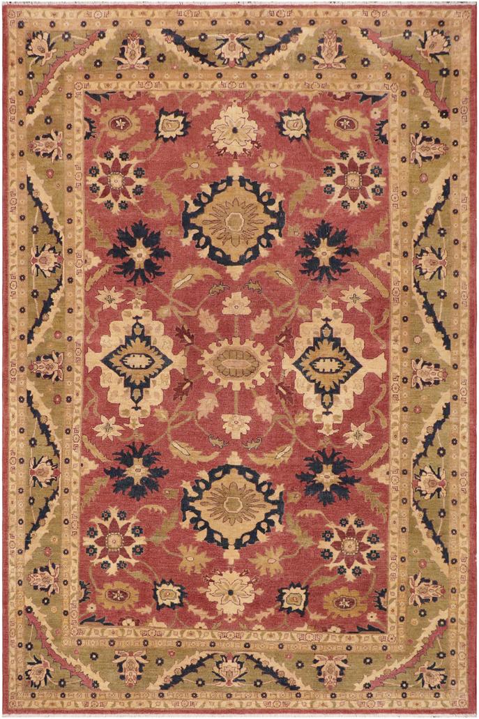 handmade Traditional Kafkaz Rust Lt. Green Hand Knotted RECTANGLE 100% WOOL area rug 9X12