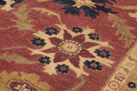 handmade Geometric Kafkaz Rust Lt. Green Hand Knotted RECTANGLE 100% WOOL area rug 9' x 12'