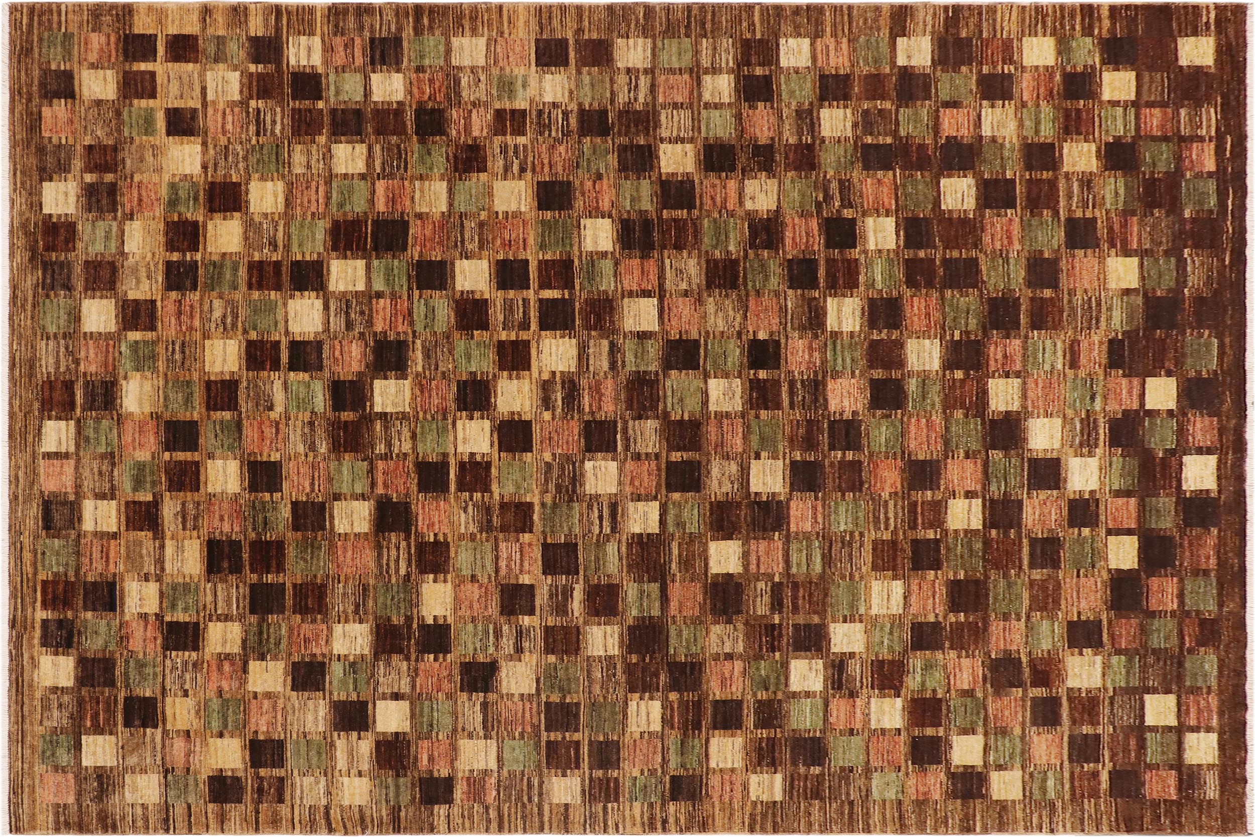 handmade Modern Gabbeh Brown Tan Hand Knotted RECTANGLE 100% WOOL area rug 9' x 12'