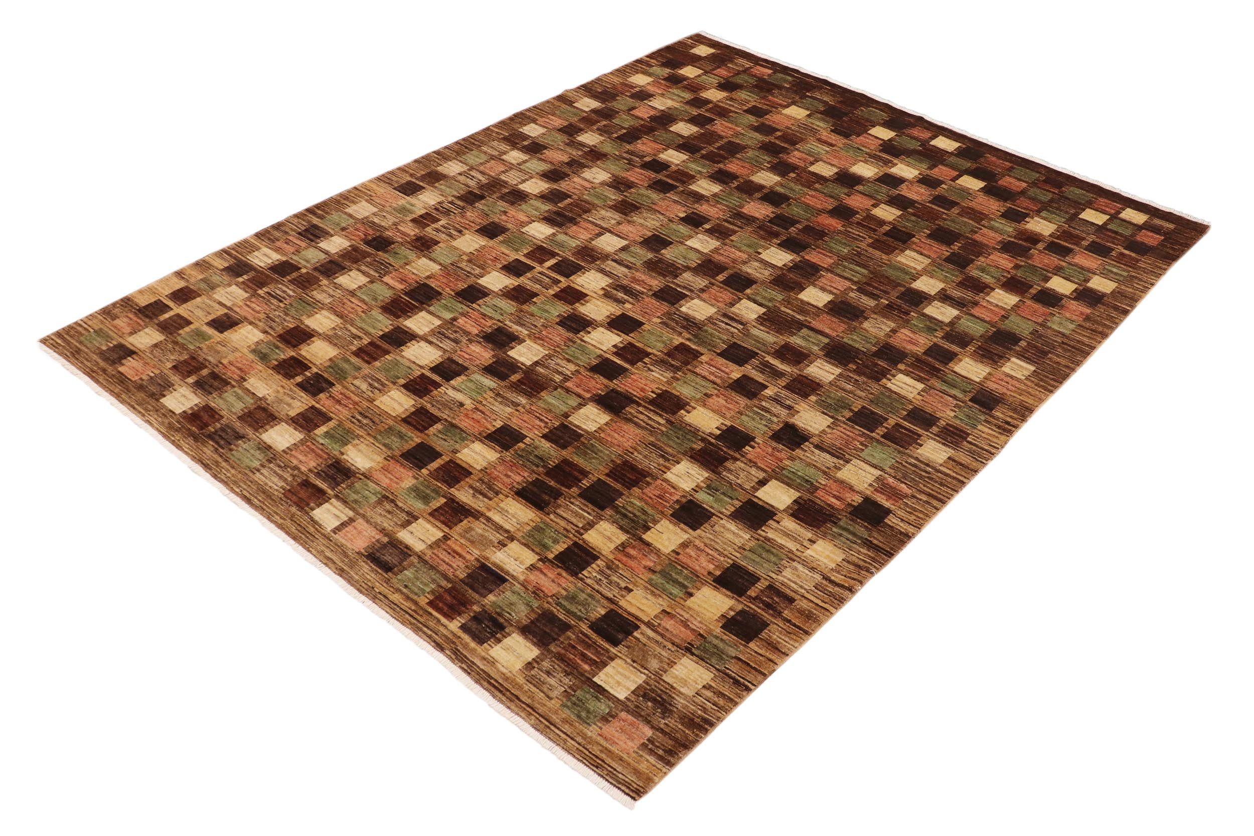handmade Modern Gabbeh Brown Tan Hand Knotted RECTANGLE 100% WOOL area rug 9' x 12'