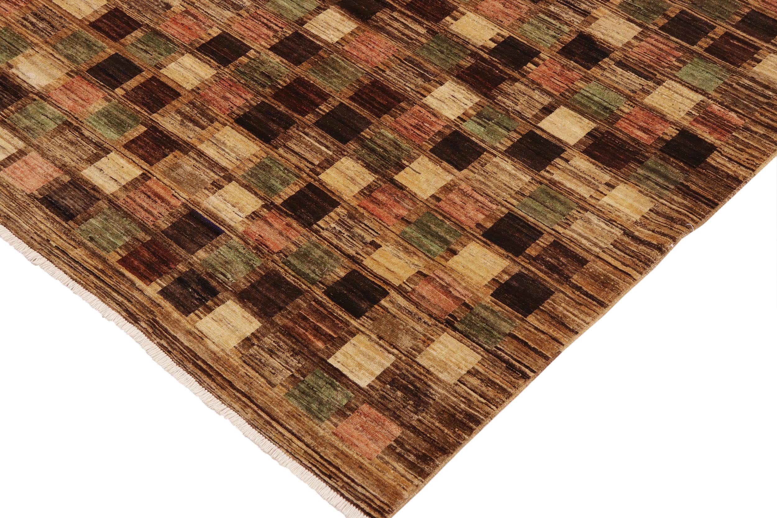 handmade Modern Gabbeh Brown Tan Hand Knotted RECTANGLE 100% WOOL area rug 9' x 12'