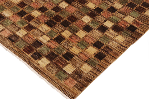 handmade Modern Gabbeh Brown Tan Hand Knotted RECTANGLE 100% WOOL area rug 9' x 12'