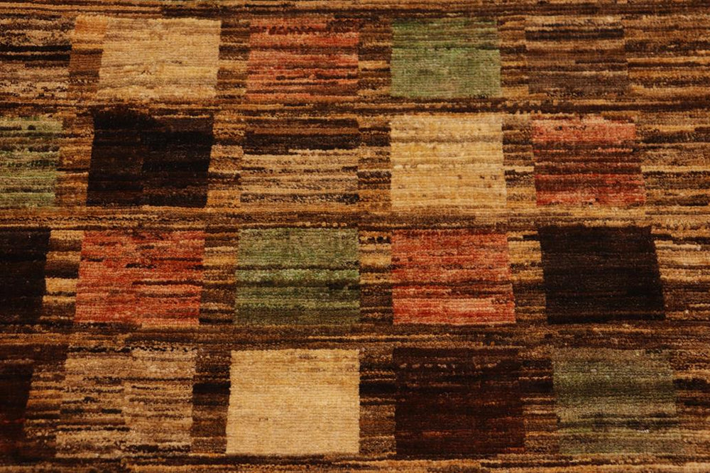 handmade Modern Gabbeh Brown Tan Hand Knotted RECTANGLE 100% WOOL area rug 9 X12 