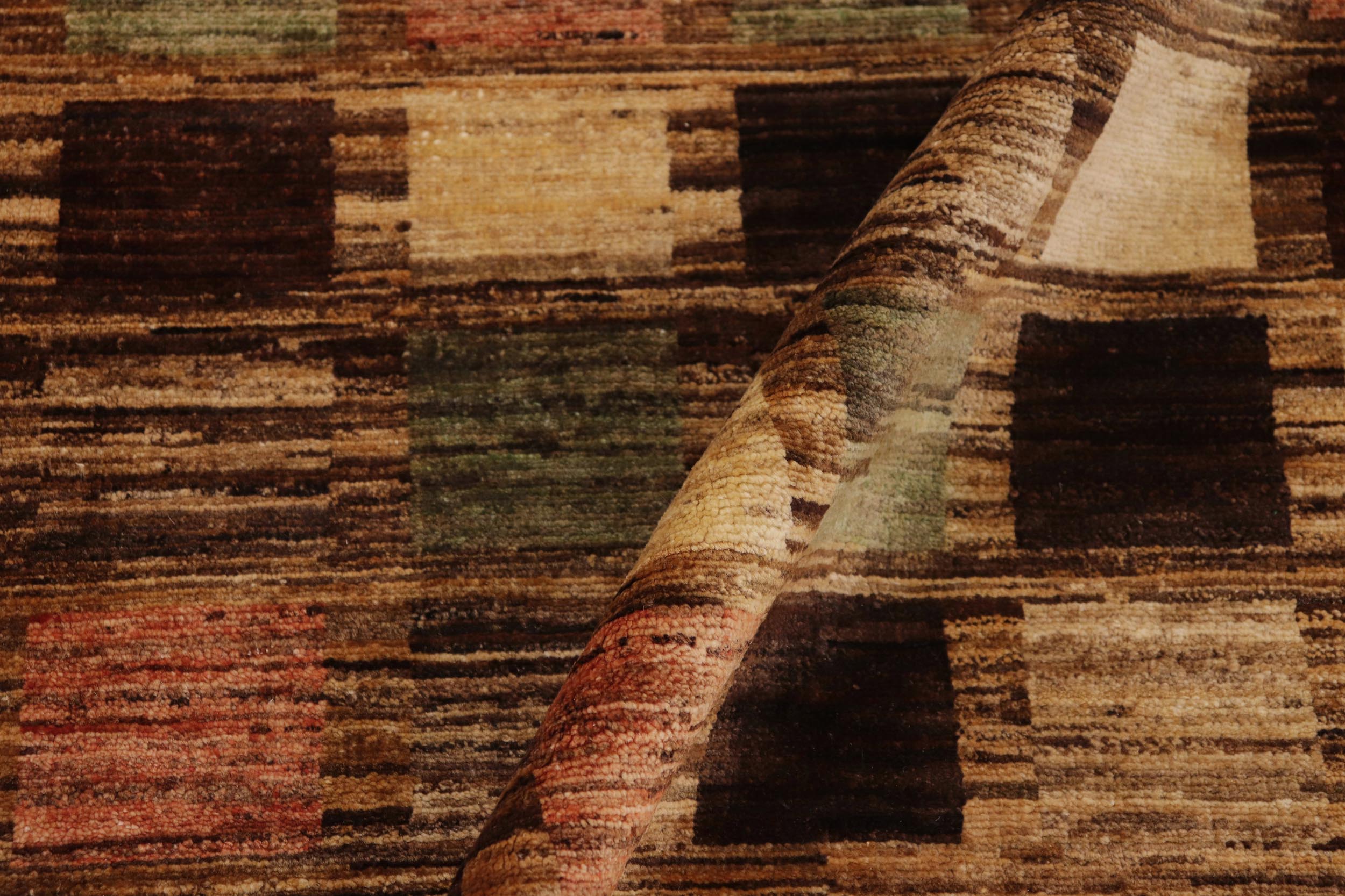 handmade Modern Gabbeh Brown Tan Hand Knotted RECTANGLE 100% WOOL area rug 9' x 12'