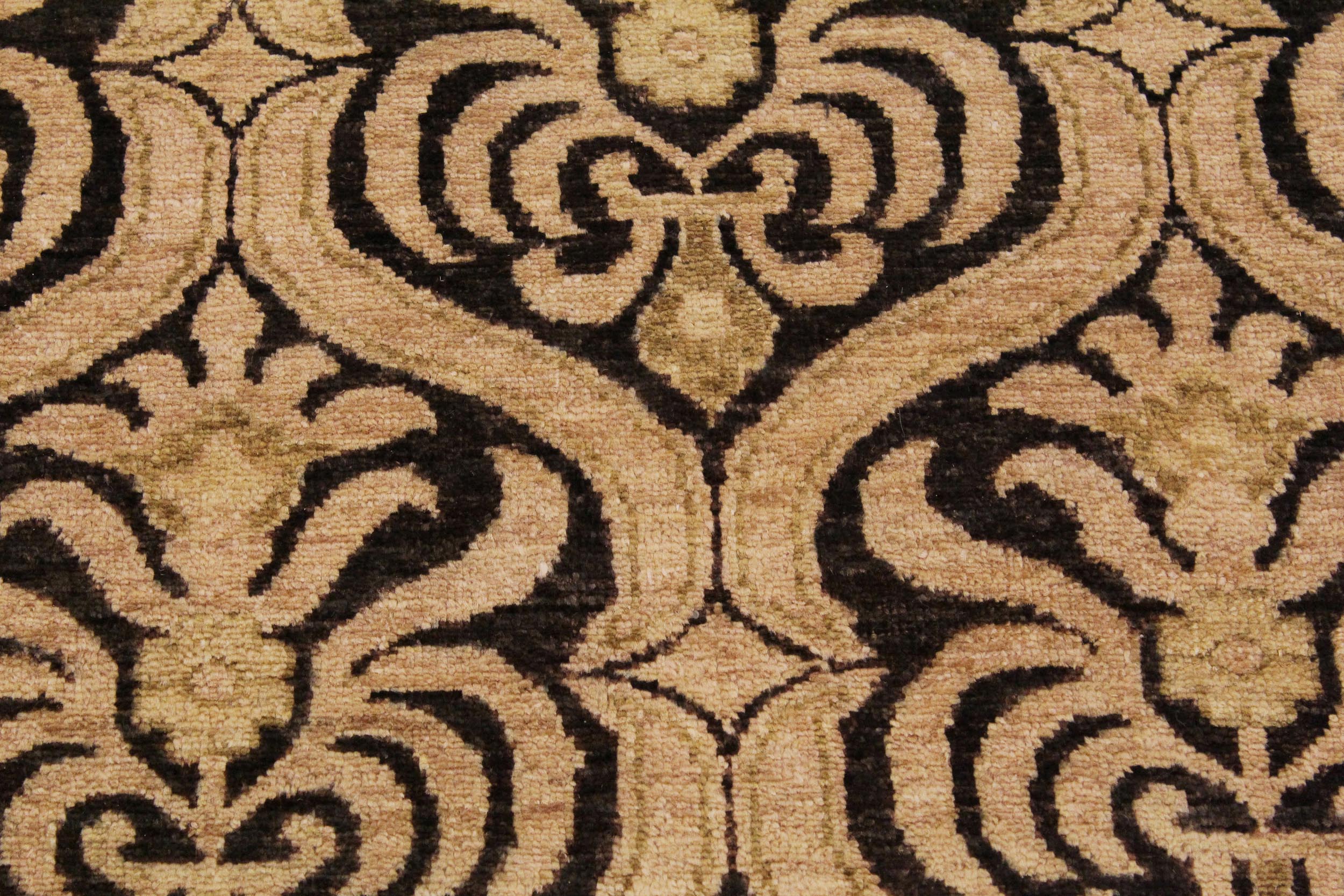 handmade Transitional Kafkaz Black Tan Hand Knotted RECTANGLE 100% WOOL area rug 9' x 12'
