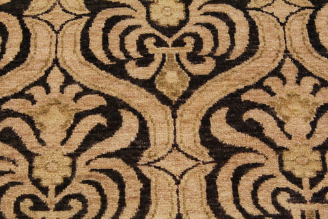 handmade Transitional Kafkaz Black Tan Hand Knotted RECTANGLE 100% WOOL area rug 9' x 12'