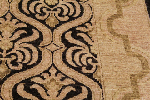 handmade Transitional Kafkaz Black Tan Hand Knotted RECTANGLE 100% WOOL area rug 9' x 12'