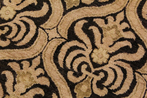 handmade Transitional Kafkaz Black Tan Hand Knotted RECTANGLE 100% WOOL area rug 9' x 12'