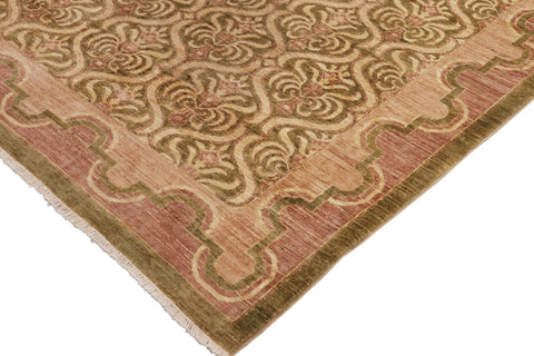 handmade Transitional Kafkaz Green Brown Hand Knotted RECTANGLE 100% WOOL area rug 9' x 12'