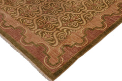 handmade Transitional Kafkaz Green Brown Hand Knotted RECTANGLE 100% WOOL area rug 9X12