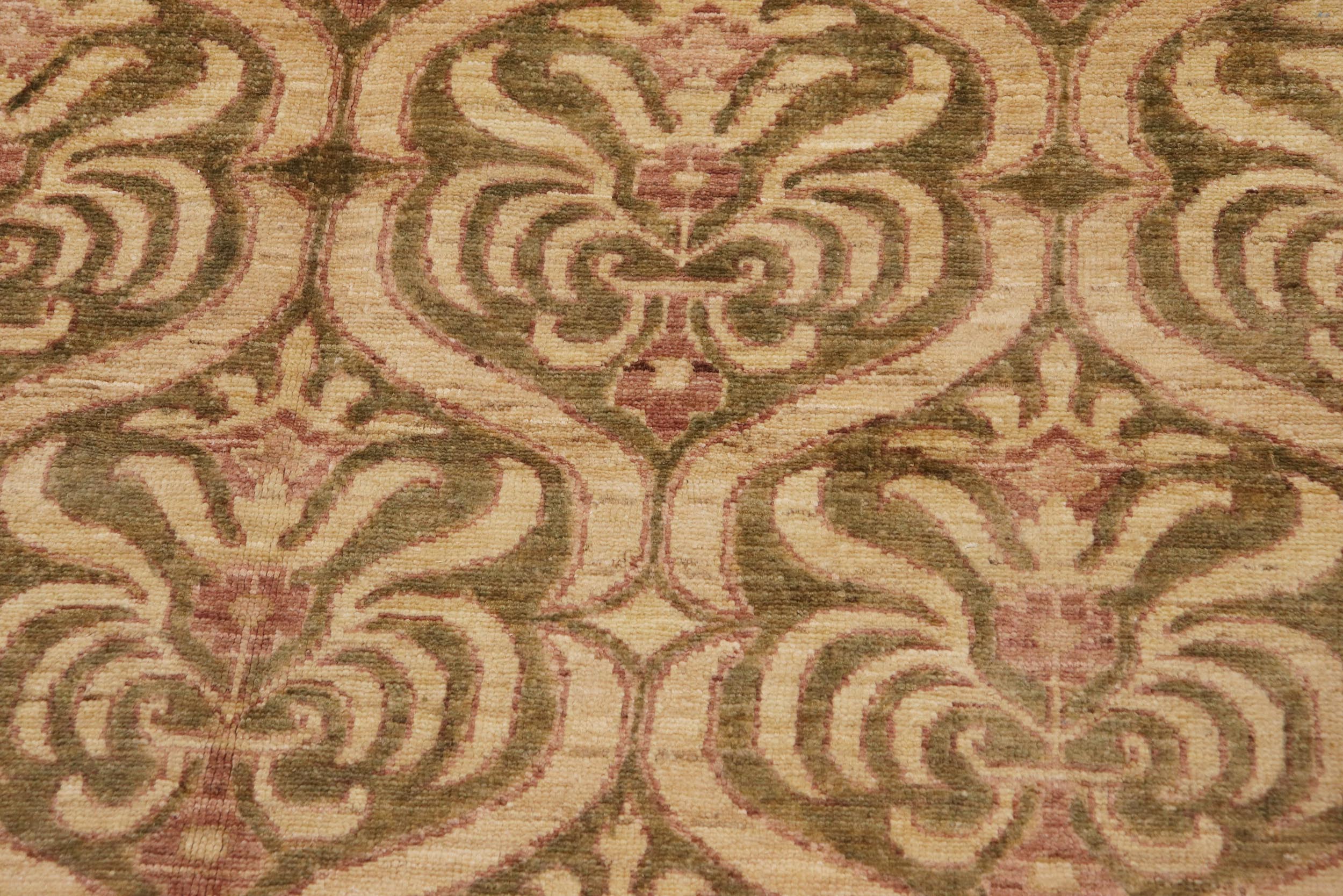 handmade Transitional Kafkaz Green Brown Hand Knotted RECTANGLE 100% WOOL area rug 9' x 12'