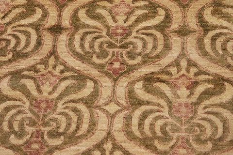 handmade Transitional Kafkaz Green Brown Hand Knotted RECTANGLE 100% WOOL area rug 9' x 12'