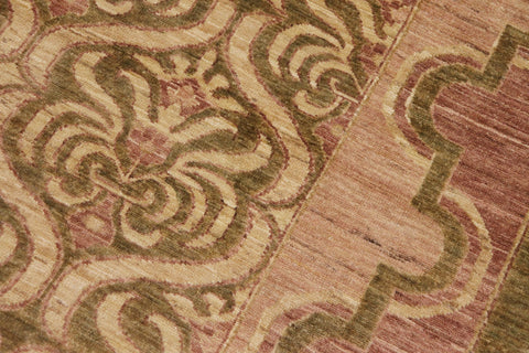 handmade Transitional Kafkaz Green Brown Hand Knotted RECTANGLE 100% WOOL area rug 9' x 12'