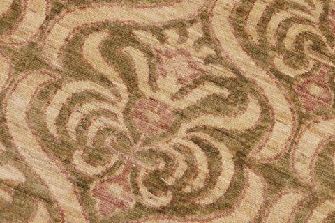 handmade Transitional Kafkaz Green Brown Hand Knotted RECTANGLE 100% WOOL area rug 9' x 12'
