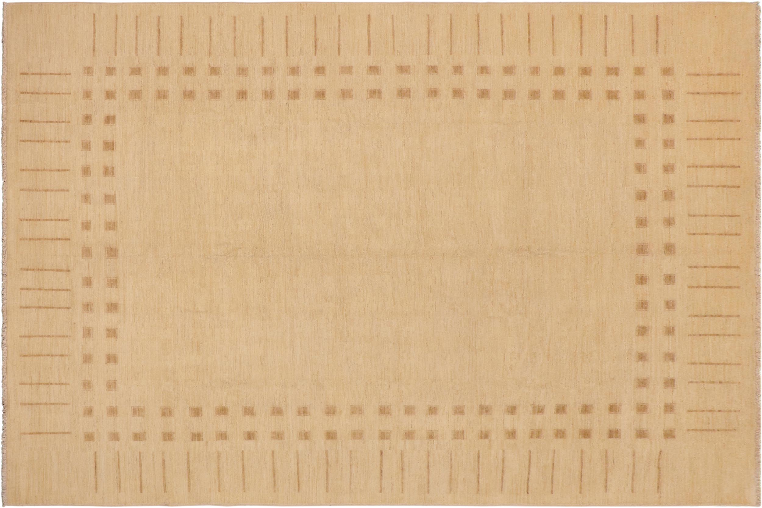handmade Modern Kafkaz Beige Tan Hand Knotted RECTANGLE 100% WOOL area rug 9' x 12'