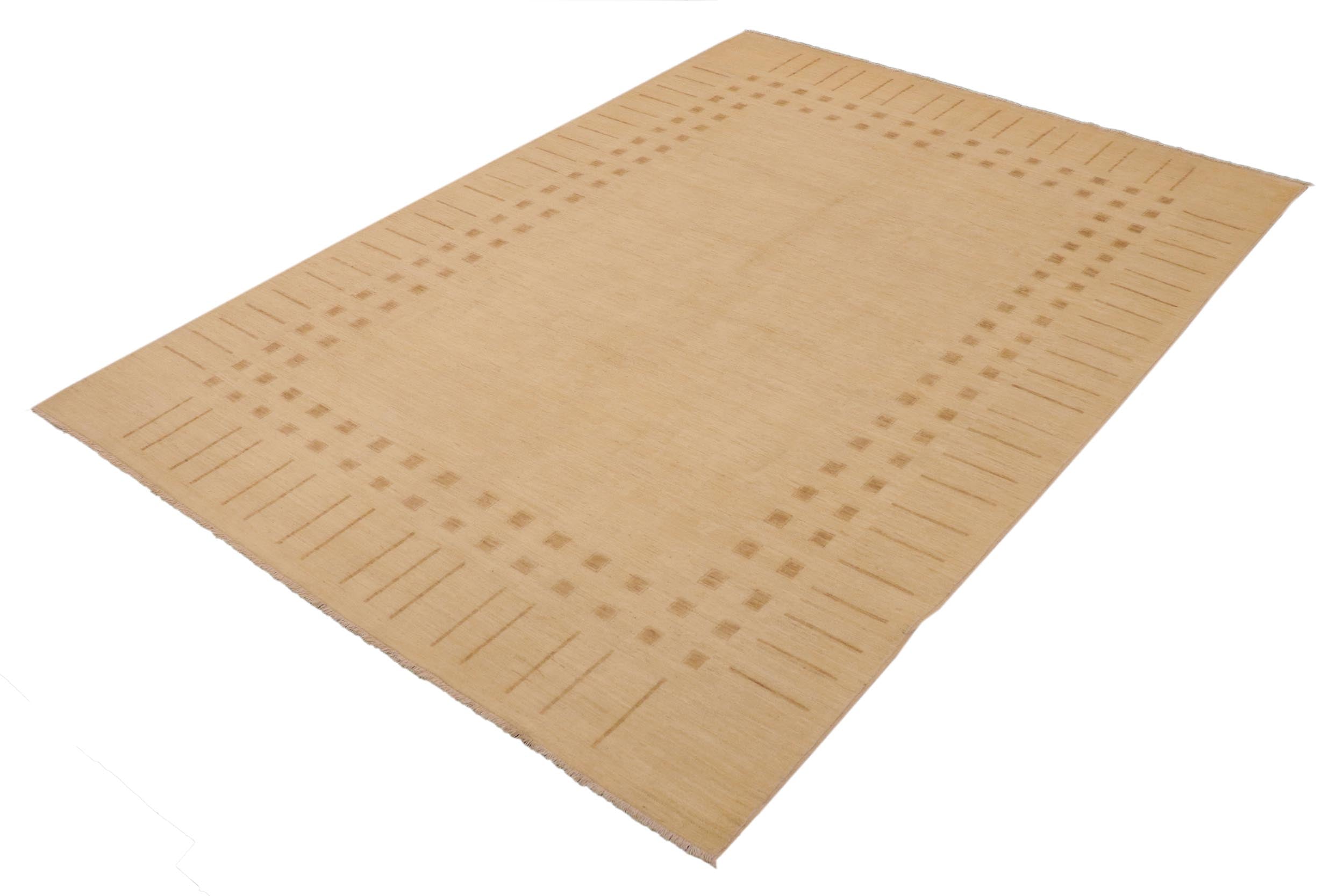 handmade Modern Kafkaz Beige Tan Hand Knotted RECTANGLE 100% WOOL area rug 9' x 12'