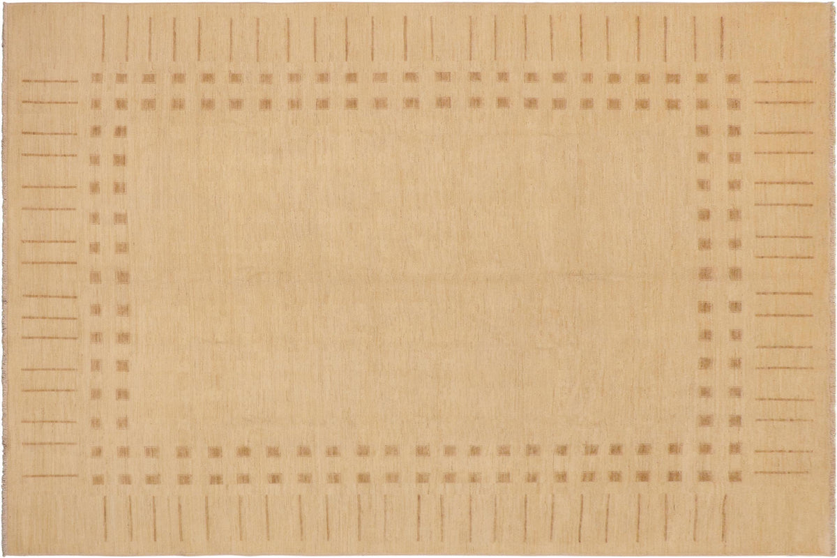 handmade Modern Kafkaz Beige Tan Hand Knotted RECTANGLE 100% WOOL area rug 9' x 12'