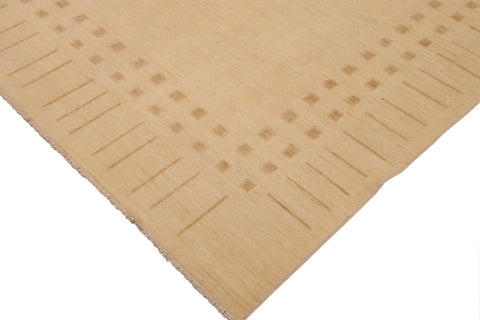 handmade Modern Kafkaz Beige Tan Hand Knotted RECTANGLE 100% WOOL area rug 9' x 12'