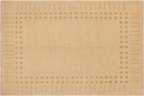 handmade Modern Kafkaz Beige Tan Hand Knotted RECTANGLE 100% WOOL area rug 9' x 12'