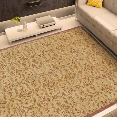 handmade Transitional Kafkaz Gold Brown Hand Knotted RECTANGLE 100% WOOL area rug 9' x 12'