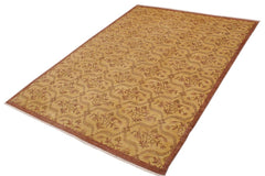 handmade Transitional Kafkaz Gold Brown Hand Knotted RECTANGLE 100% WOOL area rug 9X12