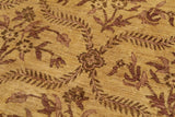 handmade Transitional Kafkaz Gold Brown Hand Knotted RECTANGLE 100% WOOL area rug 9 x 12