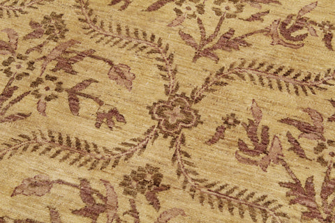 handmade Transitional Kafkaz Gold Brown Hand Knotted RECTANGLE 100% WOOL area rug 9' x 12'