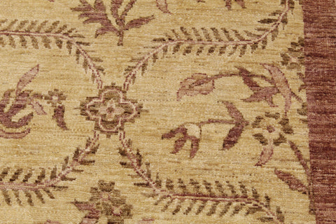 handmade Transitional Kafkaz Gold Brown Hand Knotted RECTANGLE 100% WOOL area rug 9' x 12'