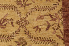 handmade Transitional Kafkaz Gold Brown Hand Knotted RECTANGLE 100% WOOL area rug 9X12