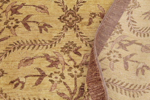 handmade Transitional Kafkaz Gold Brown Hand Knotted RECTANGLE 100% WOOL area rug 9' x 12'