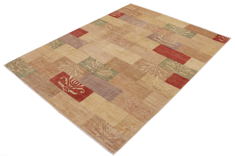 handmade Modern Kafkaz Tan Beige Hand Knotted RECTANGLE 100% WOOL area rug 9' x 11'