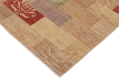handmade Modern Kafkaz Tan Beige Hand Knotted RECTANGLE 100% WOOL area rug 9' x 11'