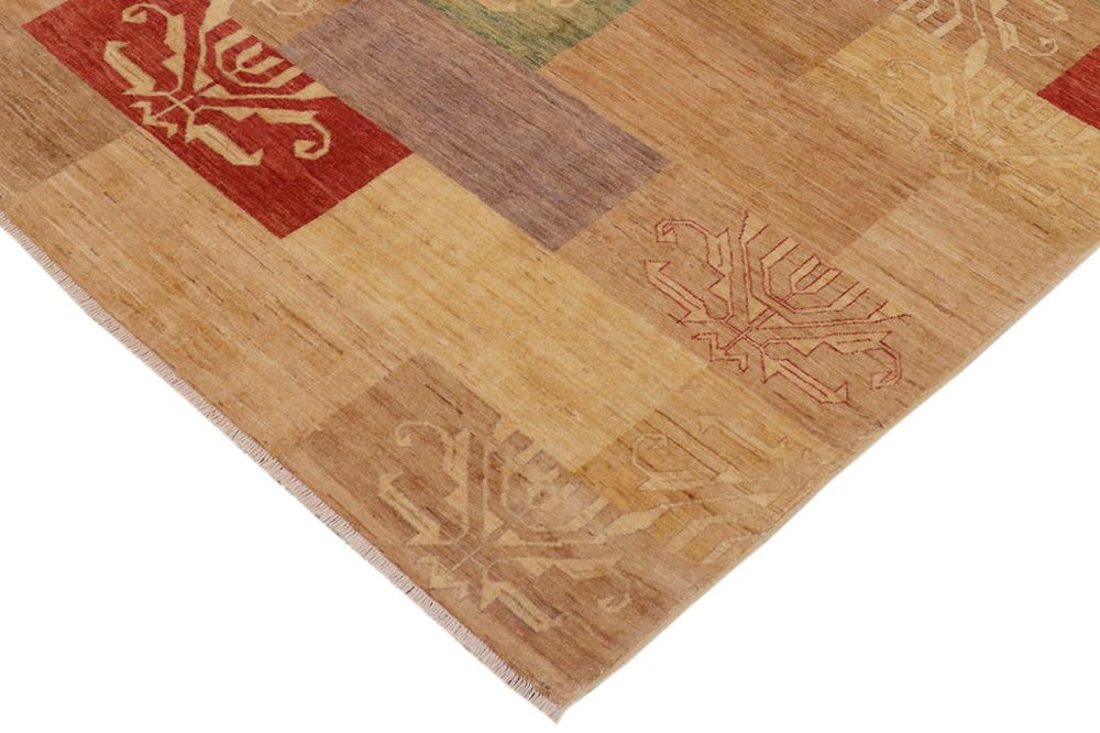 handmade Modern Kafkaz Tan Beige Hand Knotted RECTANGLE 100% WOOL area rug 9 X11 