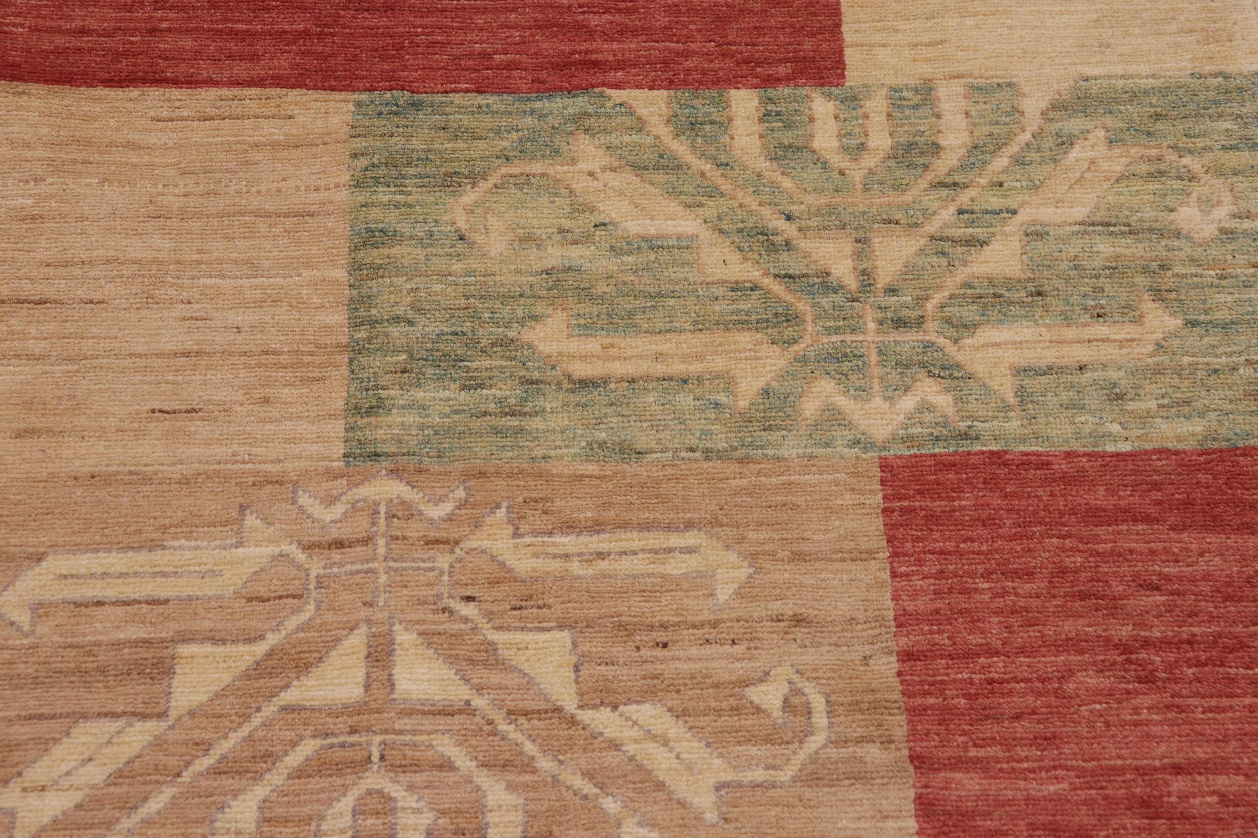 handmade Modern Kafkaz Tan Beige Hand Knotted RECTANGLE 100% WOOL area rug 9' x 11'