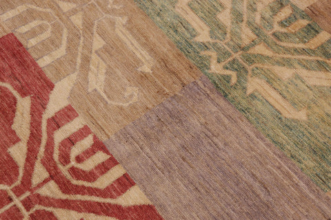 handmade Modern Kafkaz Tan Beige Hand Knotted RECTANGLE 100% WOOL area rug 9' x 11'