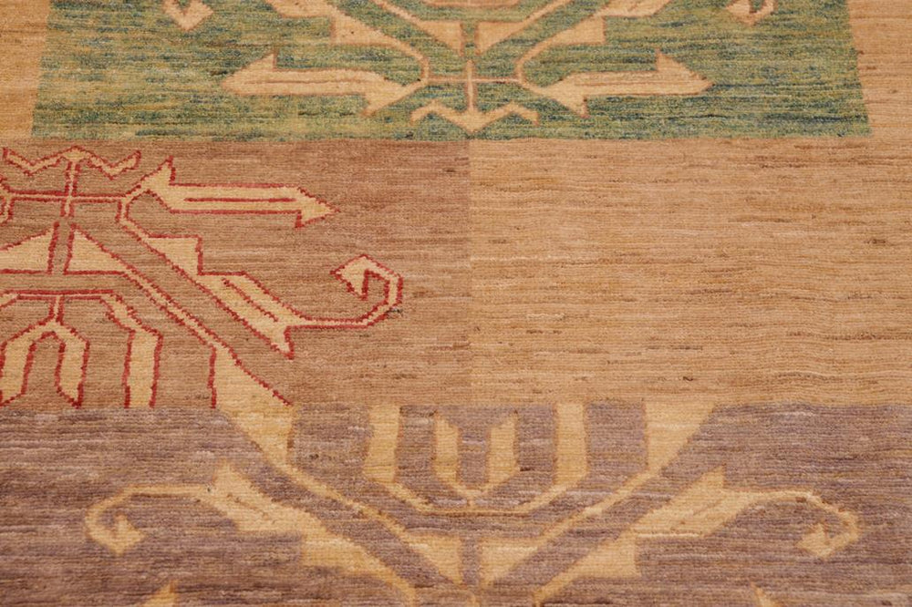 handmade Modern Kafkaz Tan Beige Hand Knotted RECTANGLE 100% WOOL area rug 9 X11 