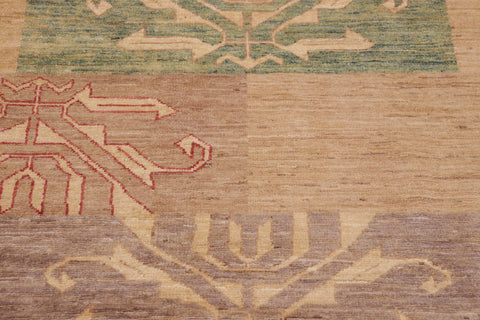 handmade Modern Kafkaz Tan Beige Hand Knotted RECTANGLE 100% WOOL area rug 9' x 11'