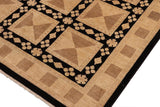 handmade Transitional Kafkaz Beige Black Hand Knotted RECTANGLE 100% WOOL area rug 9 x 12