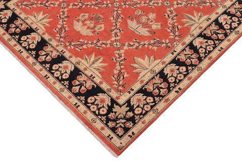 handmade Transitional Kafkaz Orange Black Hand Knotted RECTANGLE 100% WOOL area rug 9X12