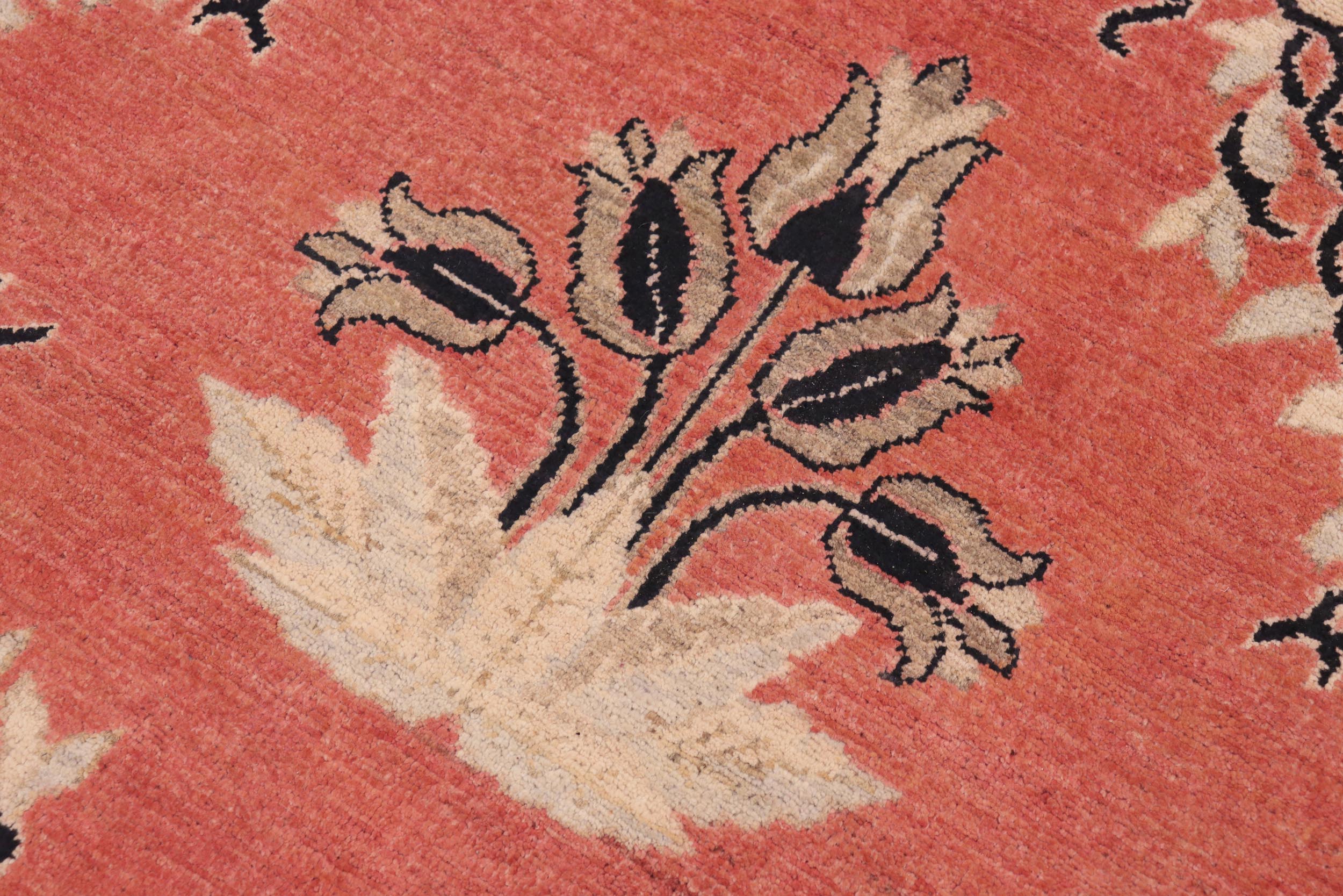 handmade Transitional Kafkaz Orange Black Hand Knotted RECTANGLE 100% WOOL area rug 9' x 12'